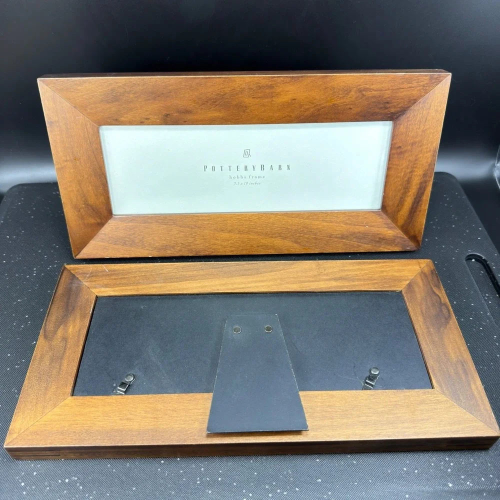 Pottery Barn Hobbs Wood‎ Picture Frame Set of 2 Brown 3.5x10 Panoramic Tabletop